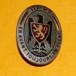 117° Régiment d'Infanterie, émail, mappemonde méridiens, guilloché ,  ovale argenté à fond bleu rayo