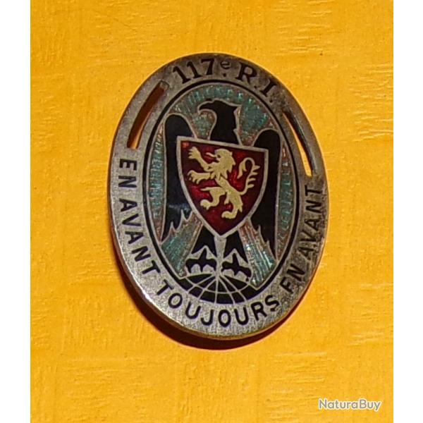 117 Rgiment d'Infanterie, mail, mappemonde mridiens, guilloch ,  ovale argent  fond bleu rayo