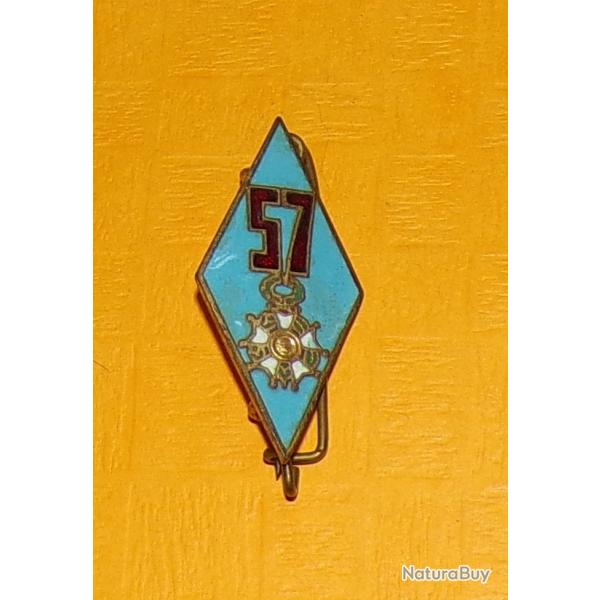 57 Rgiment d'Infanterie, losange, mail, dos guilloch ,losange fond bleu Lgion d'Honneur verte b