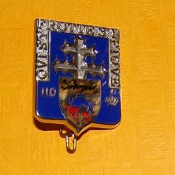 110° Régiment d'Infanterie, opaque, dos grenu, tirage 2000, 2 pontets ,écu fond bleu aux armes de Du