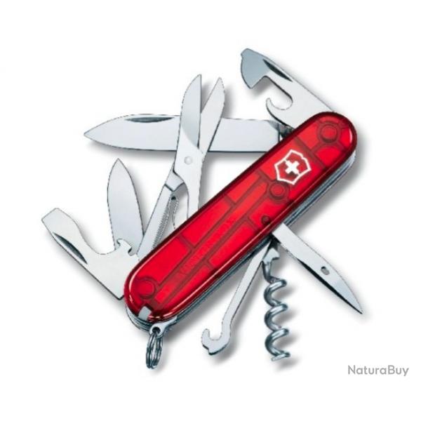 Couteau suisse Victorinox climber red trans 91mm 14 fonctions