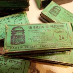 RARE!!!! Ancienne boite ogives/balles cal 24  "De Précision"  Complete avec Notice de Chargement !!!