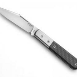 Couteau Lionsteel  SHUFFLER BARLOW lame acier M390 Bohler satiné +manche en fibre de carbone