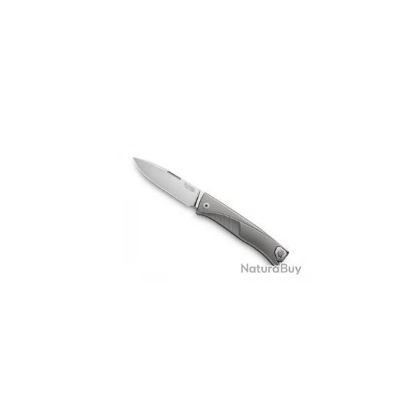 Couteau Lionsteel  THRILL lame acier M390 Bohler satin +manche titanium gris