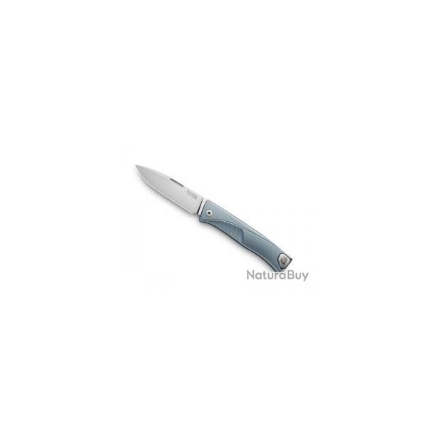Couteau Lionsteel  THRILL lame acier M390 Bohler satin +manche titanium bleu