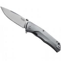 Couteau Lionsteel TRE lame acier M390 Bohler satiné +manche titanium 6AL4V gris