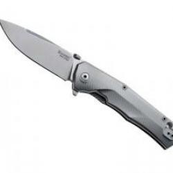 Couteau Lionsteel TRE lame acier M390 Bohler satiné +manche ET entretoise titanium 6AL4V gris