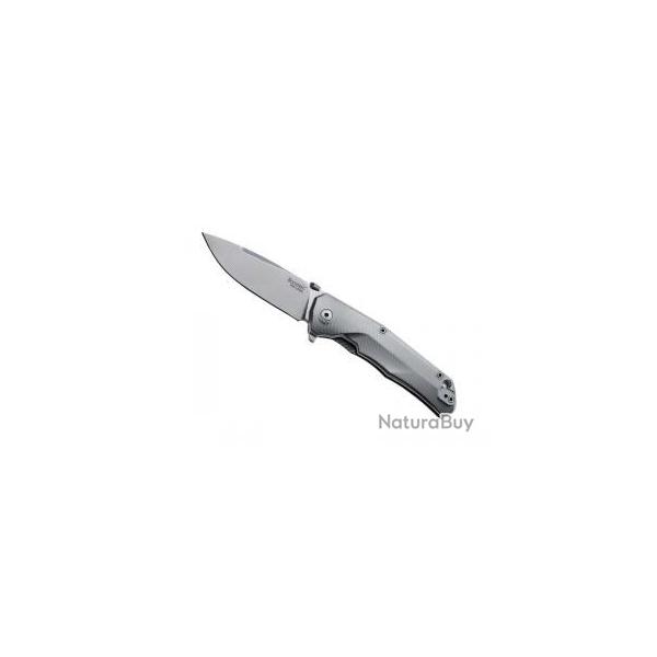 Couteau Lionsteel TRE lame acier M390 Bohler satin +manche ET entretoise titanium 6AL4V gris