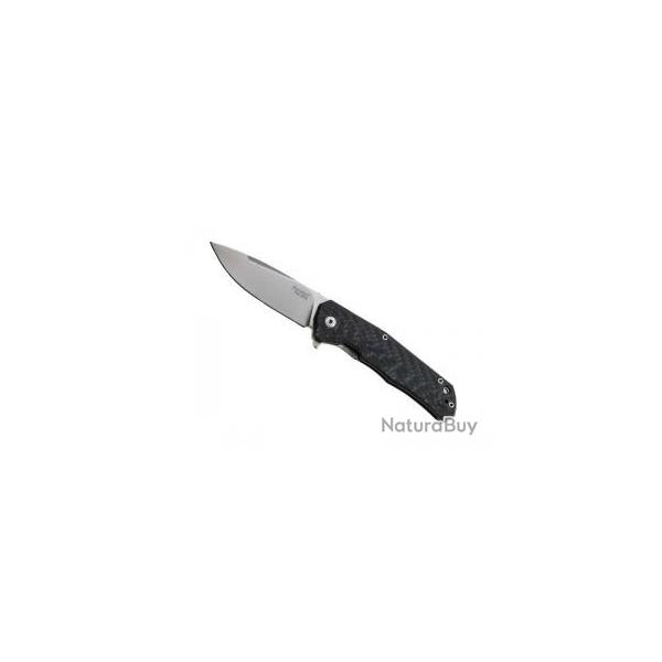 Couteau Lionsteel TRE lame acier M390 Bohler satin +manche recto fibre de carbone