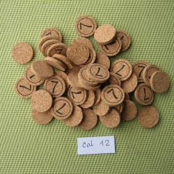 100 rondelles liège numérotées cal 12 No 7 ou neutres