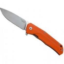Couteau Lionsteel TRE lame acier M390 Bohler satiné +manche recto G10 orange
