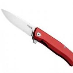 Couteau Lionsteel  MYTO lame acier M390 Bohler finition « stonewashed » +manche aluminium rouge