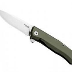 Couteau Lionsteel  MYTO lame acier M390 Bohler finition « stonewashed » +manche aluminium vert