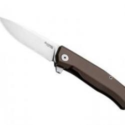 Couteau Lionsteel  MYTO lame acier M390 Bohler finition « stonewashed » +manche aluminium marron