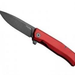 Couteau Lionsteel  MYTO lame acier M390 Bohler finition blackwash +manche aluminium rouge