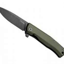 Couteau Lionsteel  MYTO lame acier M390 Bohler finition blackwash +manche aluminium vert