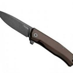Couteau Lionsteel  MYTO lame acier M390 Bohler finition blackwash +manche aluminium marron