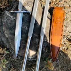 épieux de grande chasse d'artisan / manche inox démontable / lame acier carbone