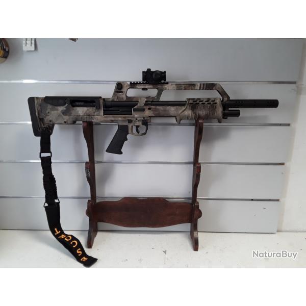 Fusil a pompe Hatsan escort BULLTAC PUMP ACTION cal.12/76 camo can.61cm + point rouge + bretelle