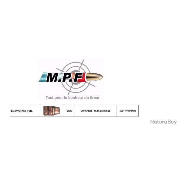 Ogives MPF Cuivres 44 SWC 240 Gr TMJE  429 par 500 en port gratuit