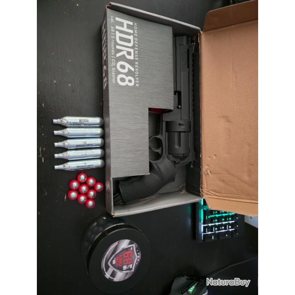 Pack Revolver de dfense Umarex T4E HDR 68 (16 Joules) +Co2 + Munitions !