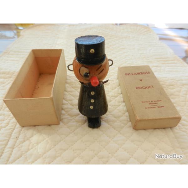 rare briquet vintage - policier en bois - Billambois cration Kant