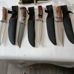 A vendre lot de différents beau couteau très coupants plus une pierre à aiguiser neuve