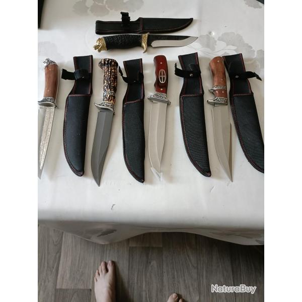 A vendre lot de diffrents  couteau avec lames aciers trs coupants plus une pierre  aiguiser neuve