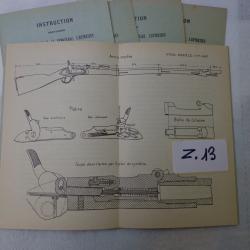 LOT DE CINQ GUIDES TECHNIQUES D'INSTRUCTION DU FUSIL Mdl 1867 - Z13
