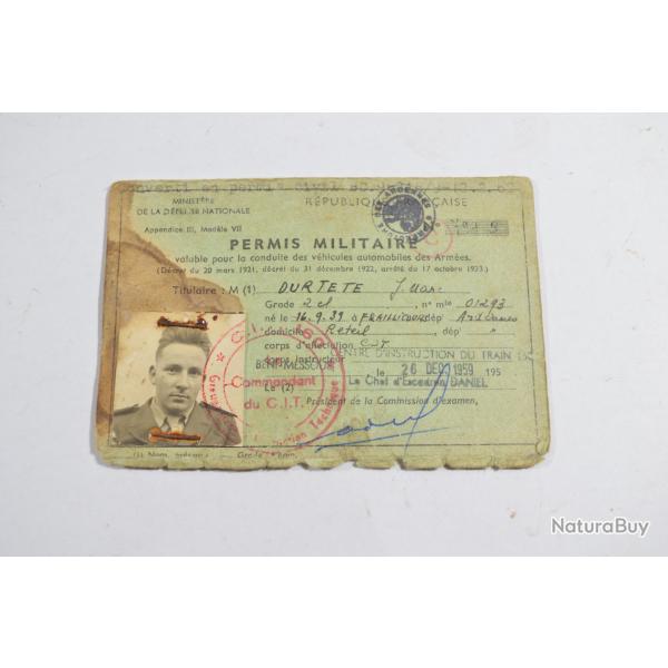Ancien document Militaire Permis France WW2 Document Soldat 1939/1945 (20)