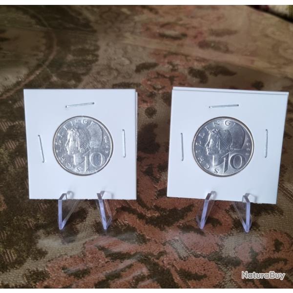 De Qualit: Lot 2 X 10 Schilling Argent 1957 - 1958 , Autriche , sterreich