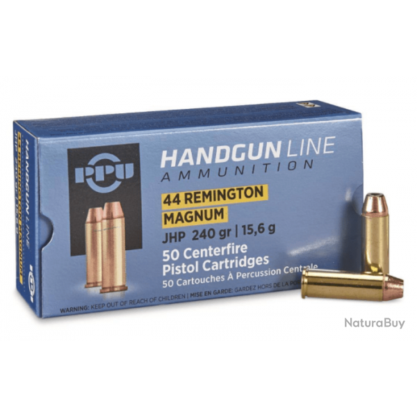 Boite de munition PPU/Partizan 44 MAG JHP 240GR 15.6G x500