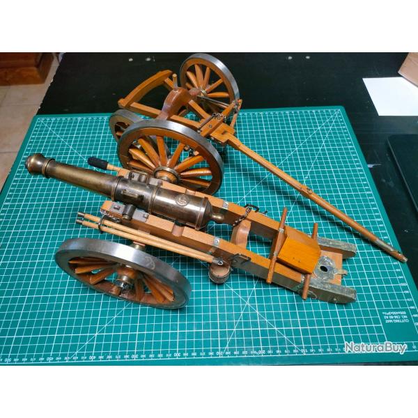 CANON GRIBEAUVAL 1ER EMPIRE MAQUETTE BOIS ET LAITON
