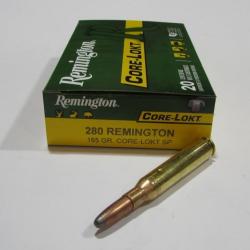1 boite de 20 cartouches  de calibre 280 Remington, remington core lokt 165 grains