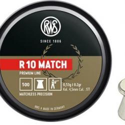 Plombs cal.4,5mm RWS R10 MATCH (0.53gr) par 10 boites ( 5 000 plombs )