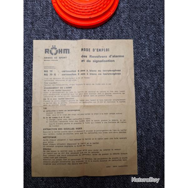 ROHM - Revolver RG78 - RG 79 G - Notice Originale