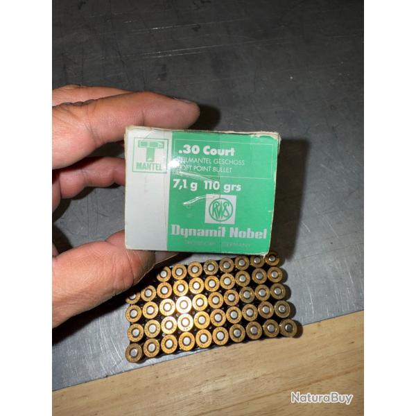 1 boite de 50 balles calibre 30 court RWS DEMI BLINDEE 110 GRS