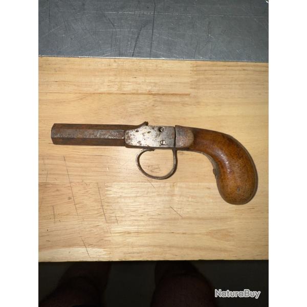 PISTOLET XIX EME SIECLE A PERCUSSION A RESTAURER (n1)