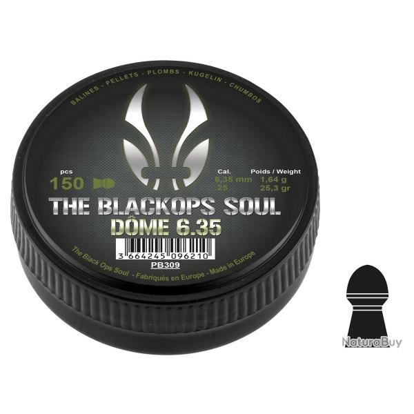 Plombs 6.35 mm The Black Ops Soul Tête Dome - BO Manufacture - Boite de 150