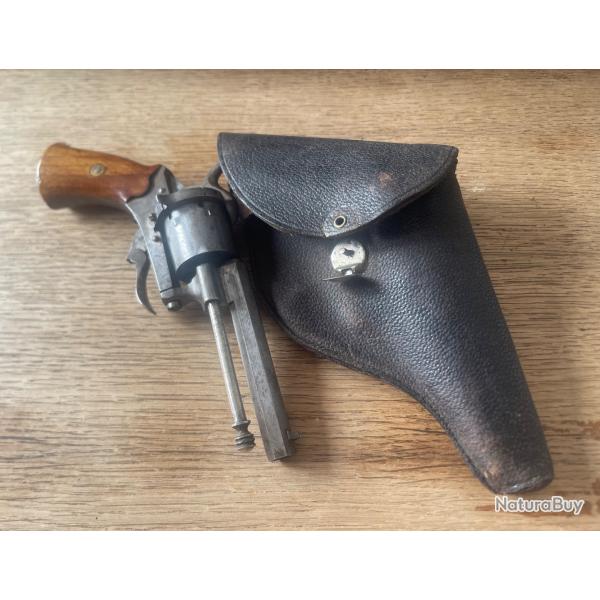Revolver  broche 7 mm / tui cuir