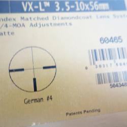 LUNETTE LEUPOLD VXL  NON LUMINEUSE  3.5-10X56  NEUVE  TUBE CORP 25.4 MM