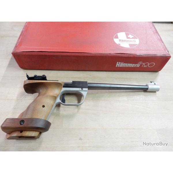 PISTOLET HAMMERLI 120 CAL 22LR MONOCOUP+ BOITE ET NOTICE OCCASION BON ETAT
