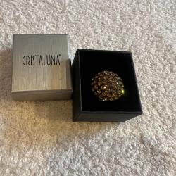 bague cristaluna bombata acrylique transparent swarovski topaze colorado claire neuf 100 500 18