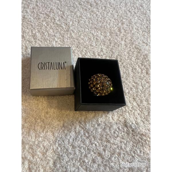 bague cristaluna bombata acrylique transparent swarovski topaze colorado claire neuf 100 500 18