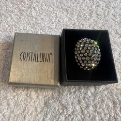 Bague cristaluna buri acrylique noir swarovski cristal neuf 101 527 00