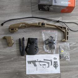Kit crosse stabilisatrice 20/20N TAN RECOVER pour GLOCK 17-19 + Brise vitre Noir RECOVER GB20