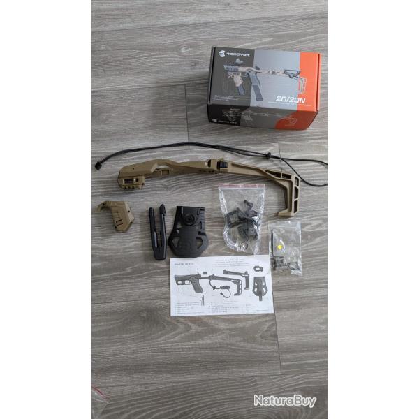 Kit crosse stabilisatrice 20/20N TAN RECOVER pour GLOCK 17-19 + Brise vitre Noir RECOVER GB20