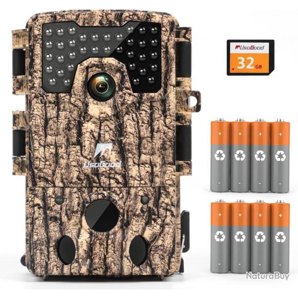 Camra de Chasse 4K Haute Dfinition Surveillance Carte 32GB  Vision Nocturne Outdoor