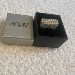Bague cristaluna luc acrylique blanc swarovski cristal neuf 103 408 00