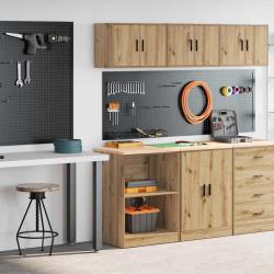 Armoires garage 2 pcs chêne artisanal bois d'ingénierie alsavelo